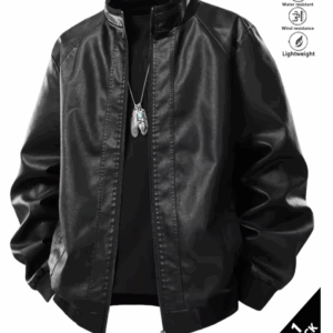Herren-Lederjacke mit Stehkragen