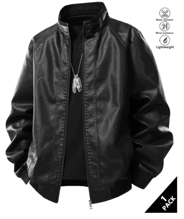 Herren-Lederjacke mit Stehkragen